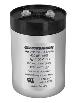 E50.M12-174NT7 | Electronicon | Конденсатор 170 мкФ, 1300 В DC, 75х126 мм, выводы типа NT, твёрдый наполнитель