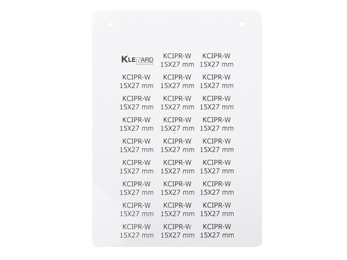 808551 | Klemsan | KCIPR-W 15X27, Маркировка для электрощитов и компонентов, Жесткие ПВХ, 15x27, Белый, Размер карты 116x165 мм