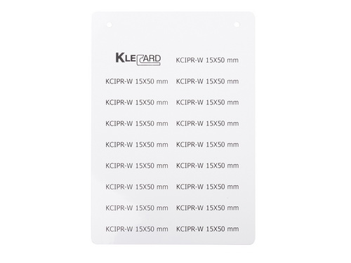 808554 | Klemsan | KCIPR-W 15X50, Маркировка для электрощитов и компонентов, Жесткие ПВХ, 15X50, Белый, Размер карты 116x165 мм