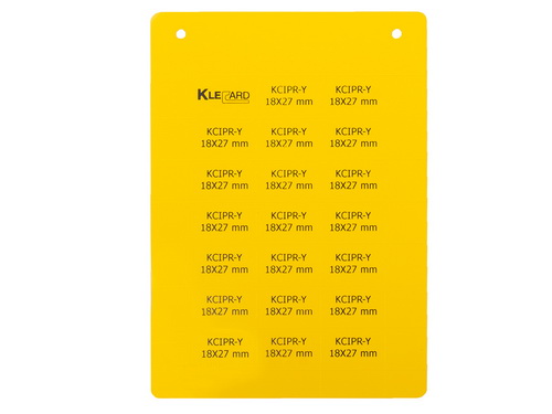 808602 | Klemsan | KCIPR-Y 18X27, Маркировка для электрощитов и компонентов, Жесткие ПВХ, 18x27, Желтый, Размер карты 116x165 мм
