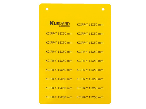 808604 | Klemsan | KCIPR-Y 15X50, Маркировка для электрощитов и компонентов, Жесткие ПВХ, 15x50, Желтый, Размер карты 116x165 мм